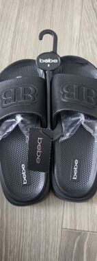 bebe Black Slide Sandals